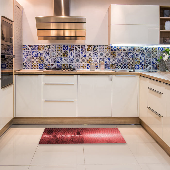 Patterned Red Rug in a Kitchen, pat523rd