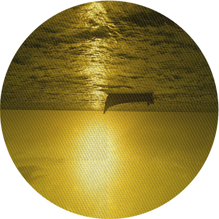 Round Machine Washable Transitional Orange Gold Rug, wshpat523yw