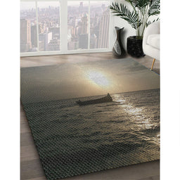 Patterned Mocha Brown Novelty Rug in Family Room, pat523