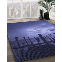 Patterned Light Slate Blue Rug, pat524blu