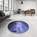 Round Patterned Light Slate Blue Rug in a Office, pat524blu