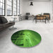 Round Patterned Deep Emerald Green Rug in a Office, pat524grn