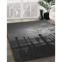 Patterned Charcoal Black Rug, pat524gry