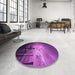 Round Patterned Purple Rug in a Office, pat524pur