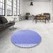 Round Patterned Light Slate Blue Rug in a Office, pat525blu