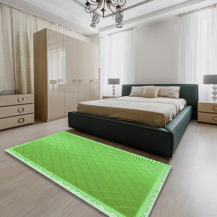 Patterned Emerald Green Rug in a Bedroom, pat525grn
