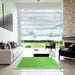 Square Patterned Emerald Green Rug in a Living Room, pat525grn