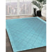 Machine Washable Transitional Blue Ivy Blue Rug in a Family Room, wshpat525lblu