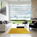 Square Patterned Bright Gold Yellow Rug in a Living Room, pat525yw