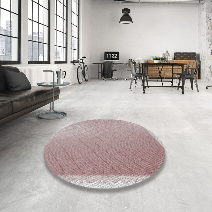 Round Machine Washable Transitional Rose G Pink Rug in a Office, wshpat525
