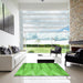 Machine Washable Transitional Emerald Green Rug in a Kitchen, wshpat527grn