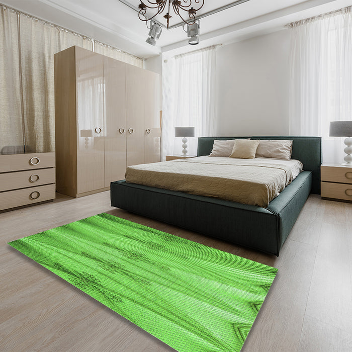 Patterned Emerald Green Rug in a Bedroom, pat527grn