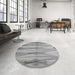 Round Patterned Cloud Gray Rug in a Office, pat527gry