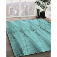 Patterned Deep-Sea Green Rug, pat527lblu