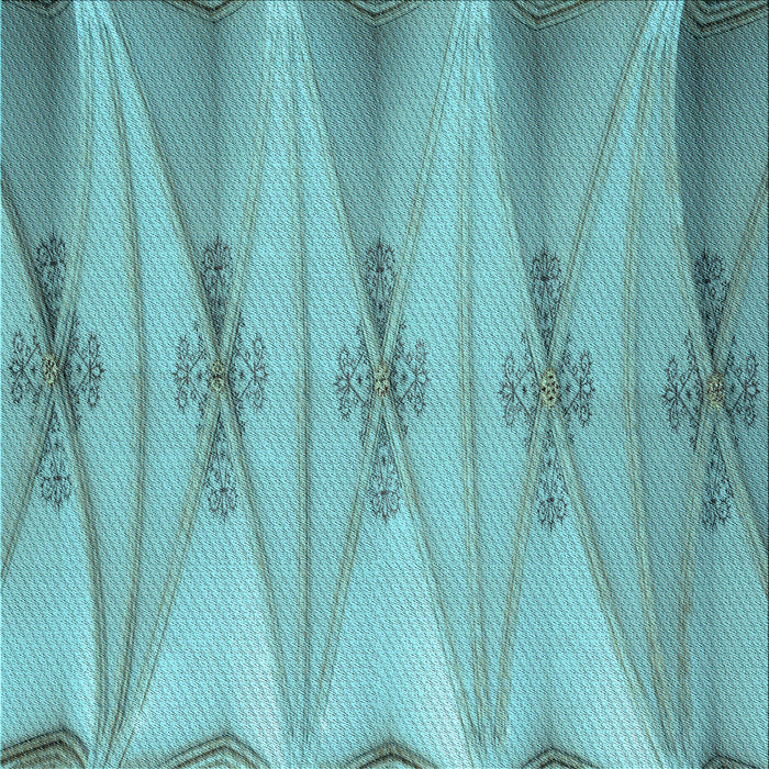 Round Patterned Deep-Sea Green Rug, pat527lblu