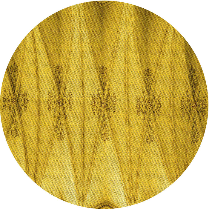 Square Machine Washable Transitional Deep Yellow Rug in a Living Room, wshpat527yw