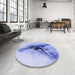 Round Patterned Periwinkle Purple Rug in a Office, pat528blu