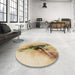 Round Patterned Copper Brown Rug in a Office, pat528brn