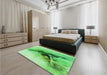 Patterned Green Rug in a Bedroom, pat528grn