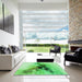 Square Patterned Green Rug in a Living Room, pat528grn