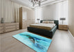 Patterned Light Sea Green Rug in a Bedroom, pat528lblu