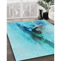 Patterned Light Sea Green Rug, pat528lblu