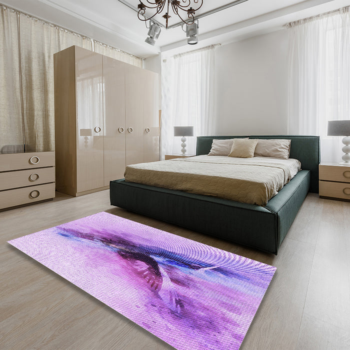 Patterned Purple Rug in a Bedroom, pat528pur