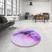 Round Patterned Purple Rug in a Office, pat528pur