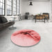 Round Patterned Red Rug in a Office, pat528rd