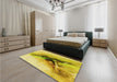 Patterned Bold Yellow Rug in a Bedroom, pat528yw