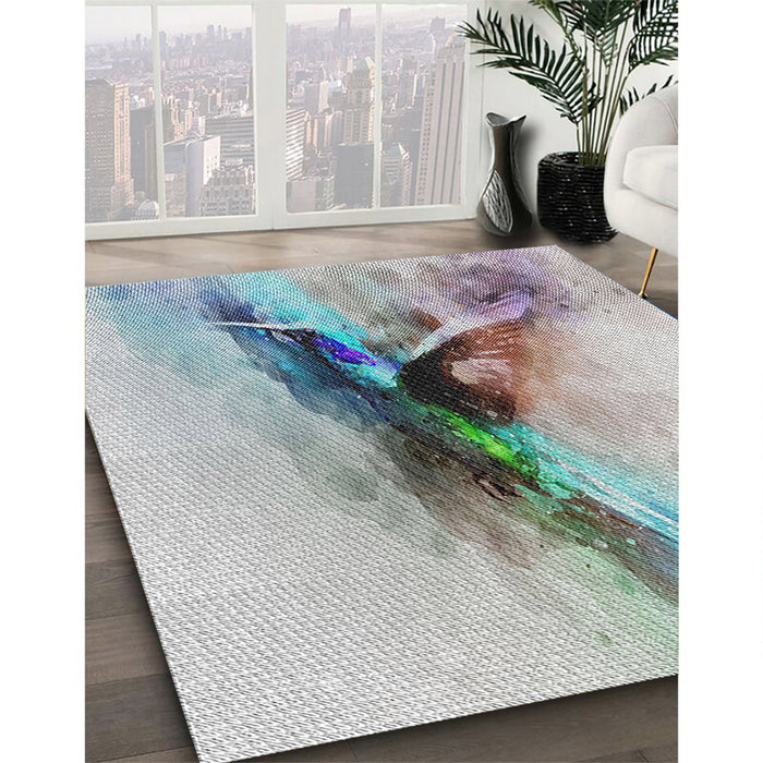 Patterned Blue Novelty Rug in Family Room, pat528