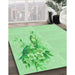 Patterned Green Rug in Family Room, pat529grn