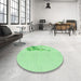 Round Patterned Green Rug in a Office, pat529grn