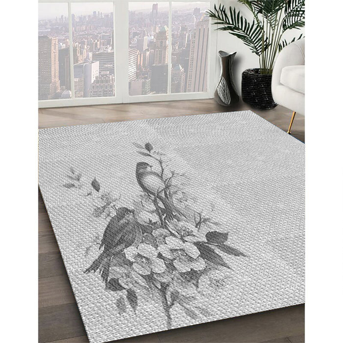 Machine Washable Transitional Platinum Gray Rug in a Family Room, wshpat529gry