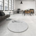 Round Patterned Platinum Gray Rug in a Office, pat529gry