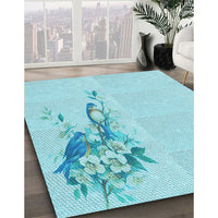 Patterned Diamond Blue Rug, pat529lblu