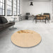 Round Patterned Golden Blonde Gold Rug in a Office, pat529org