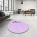 Round Patterned Purple Rug in a Office, pat529pur