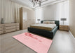 Patterned Pastel Red Pink Rug in a Bedroom, pat529rd