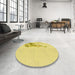 Round Patterned Yellow Rug in a Office, pat529yw