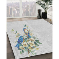 Patterned Pearl White Beige Novelty Rug, pat529