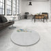 Round Patterned Pearl White Beige Novelty Rug in a Office, pat529