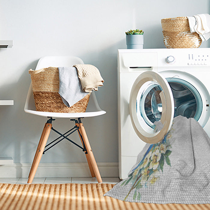Machine Washable Transitional Pearl White Beige Rug in a Washing Machine, wshpat529