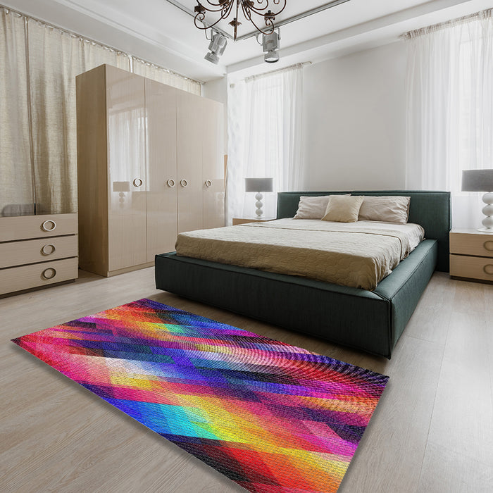 Machine Washable Transitional Plum Velvet Purple Rug in a Bedroom, wshpat52