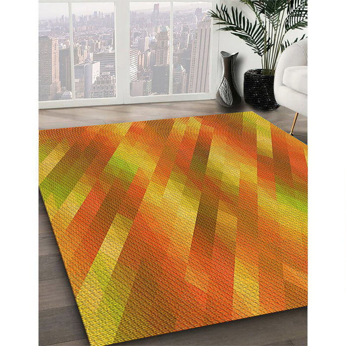 Machine Washable Transitional Orange Red Orange Rug in a Family Room, wshpat53yw