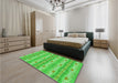 Patterned Neon Green Rug in a Bedroom, pat530grn