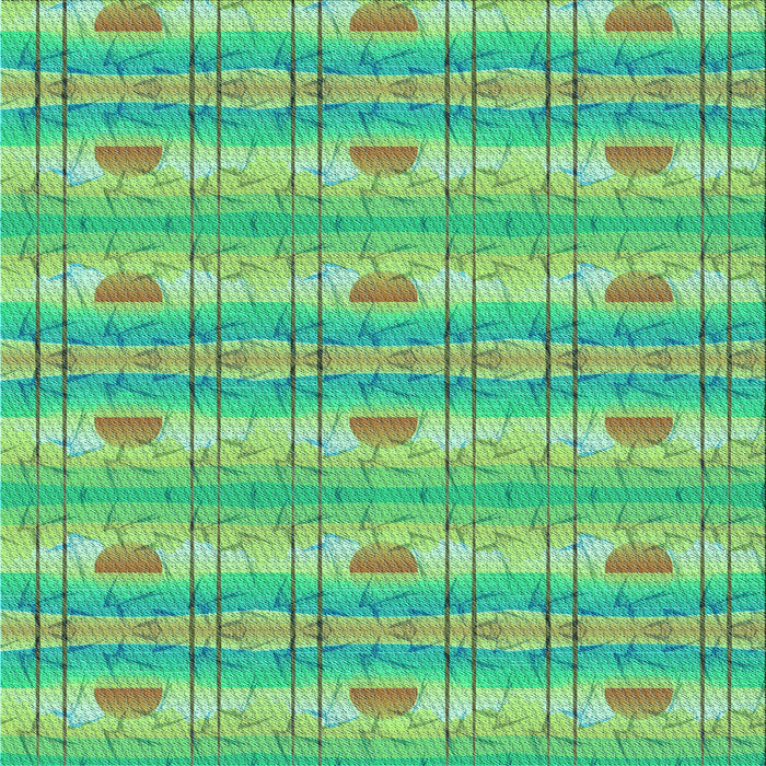 Round Patterned Lime Mint Green Rug, pat530lblu