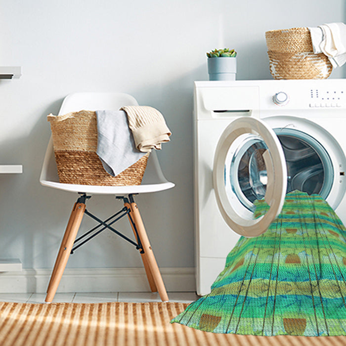 Machine Washable Transitional Lime Mint Green Rug in a Washing Machine, wshpat530lblu