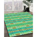 Patterned Lime Mint Green Rug in Family Room, pat530lblu