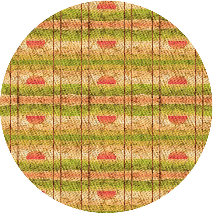 Square Patterned Golden Brown Yellow Rug, pat530org
